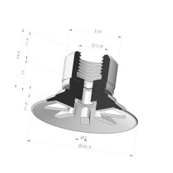 Ventouse Plate Série 90 Ø 42.3MM