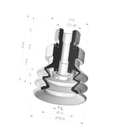 Ventouse 2.5 Soufflets Série 96C Ø 20.8MM