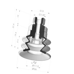 Ventouse 2.5 Soufflets Série 96C Ø 26MM