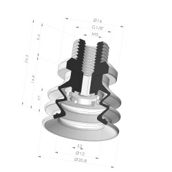 Ventouse 2.5 Soufflets Série 96C Ø 20.8MM