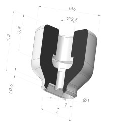 Ventouse oblongue série PFG 4x2 mm