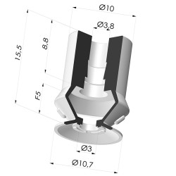 Ventouse 1.5 Soufflets Série 8 Ø 10.7MM
